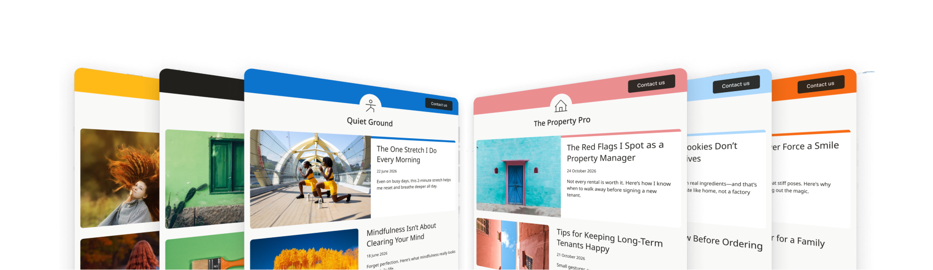 A grid of beautiful blog templates